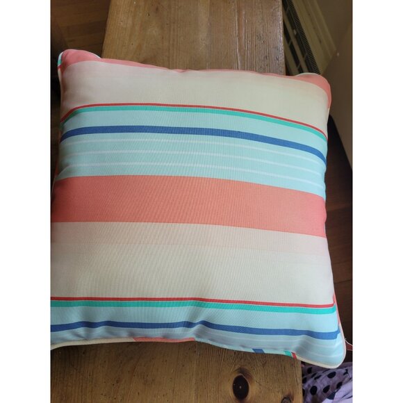Pier 1 Imports Stripe Throw Pillow Indoor Outdoor 19x19 NWT Beach Core Coastal - Picture 2 of 4